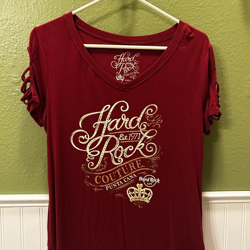 Hard Rock Cafe Women's Red Graphic Top